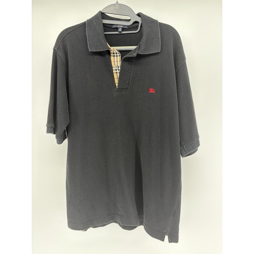 Burberry London Men’s M Black Solid Cotton Short Sleeve Polo Shirt Logo